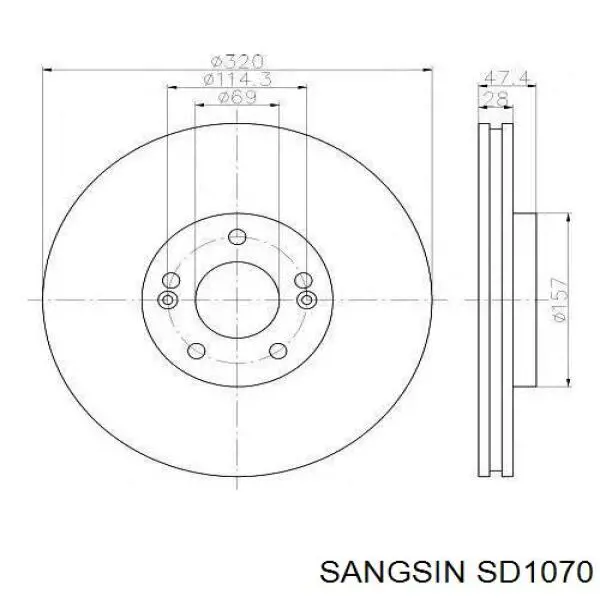 SD1070 Sangsin Гальмо дискове переднє