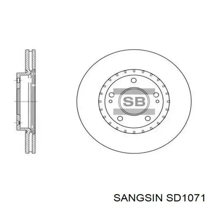 Диск переднього гальма Sangsin SD1071 ціна, від 31.79 USD
