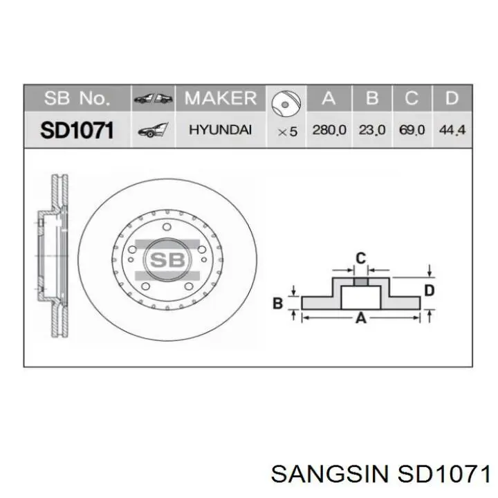Купити SD1071 Sangsin Ротор гальмівний