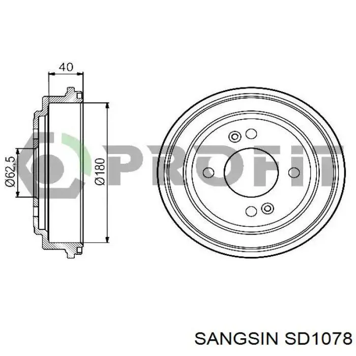 Барабан гальмівний задній SD1078 Sangsin