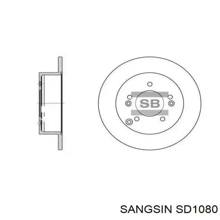 SD1080 Sangsin диск гальмівний задній