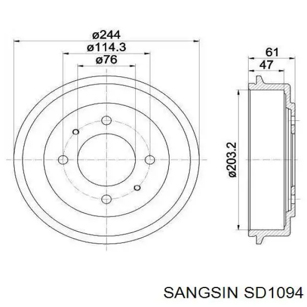 SD1094 Sangsin Барабан гальмівний задній