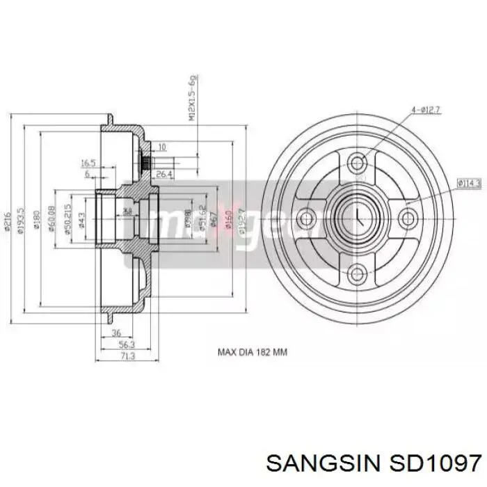 SD1097 Sangsin Барабан гальмівний задній