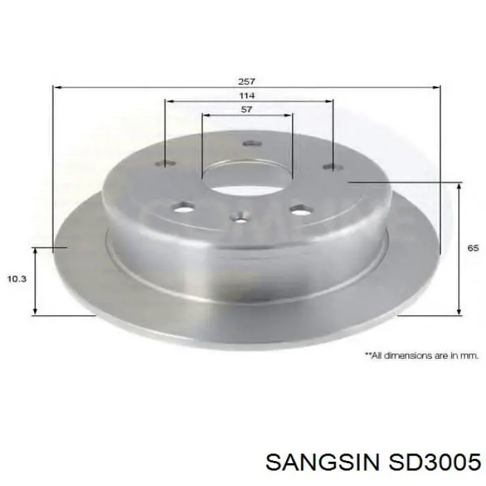 SD3005 Sangsin диск гальмівний передній