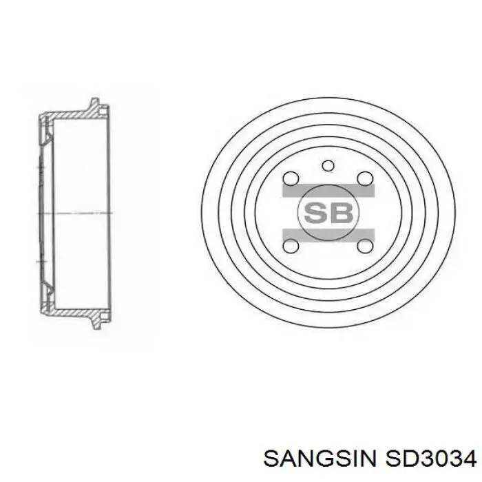 SD3034 Sangsin барабан гальмівний задній