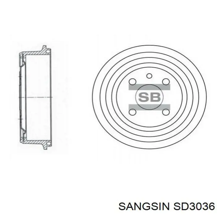 SD3036 Sangsin барабан гальмівний задній