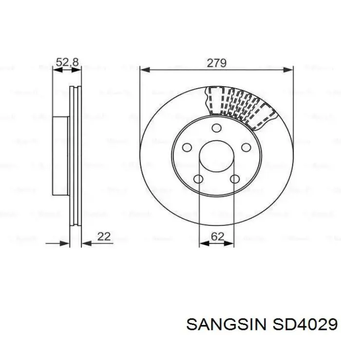 Гальмівні диски передні SD4029 Sangsin