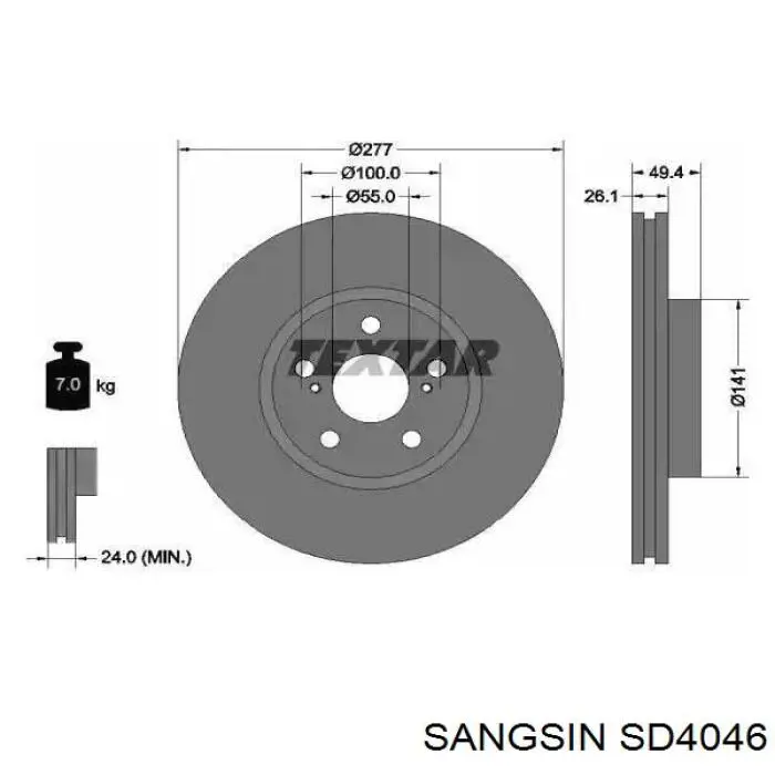 SD4046 Sangsin Гальмо дискове переднє