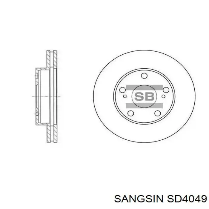 SD4049 Sangsin диск гальмівний передній