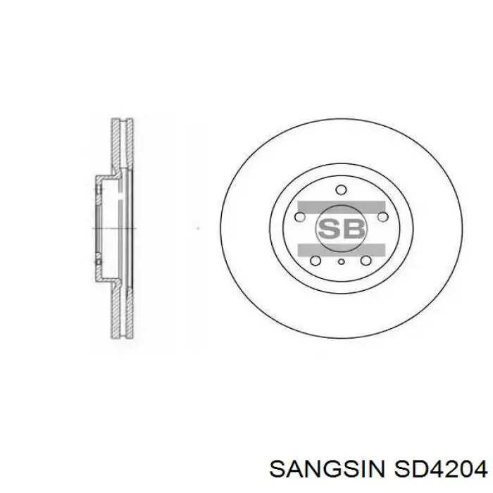 Диск гальмівний передній SD4204 Sangsin