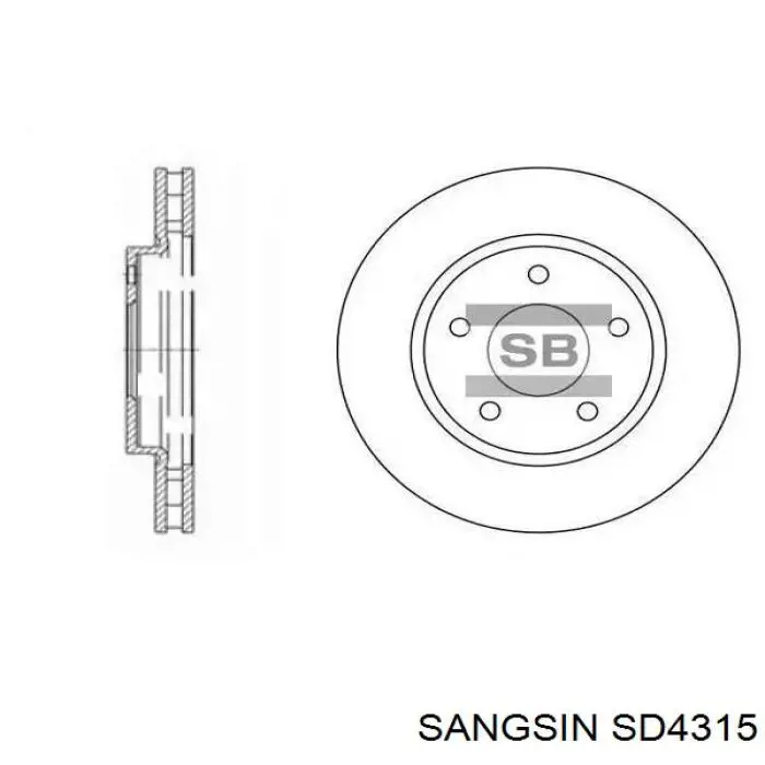 Диск переднього гальма Sangsin SD4315 ціна, від 31.84 USD