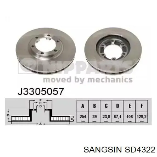 Гальмівні диски передні SD4322 Sangsin