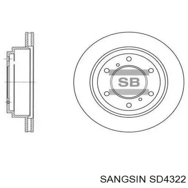 Диск гальмівний передній SD4322 Sangsin