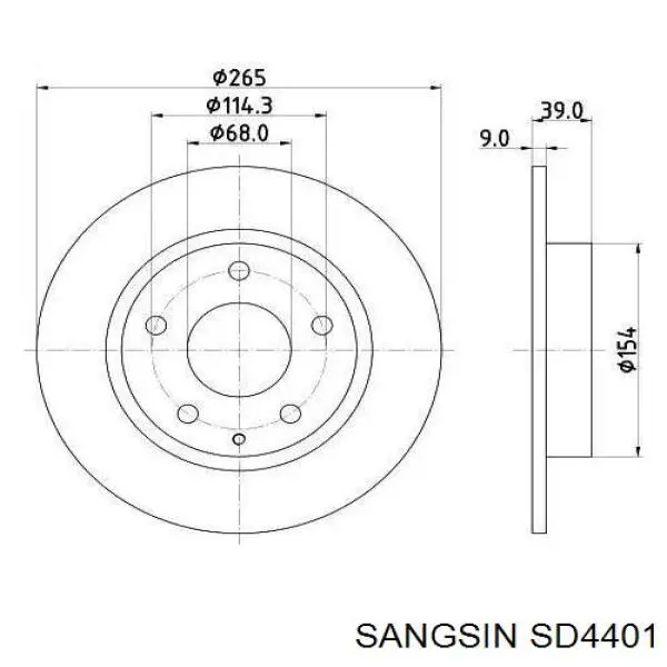 Диск переднього гальма Sangsin SD4401 ціна, від 40.54 USD