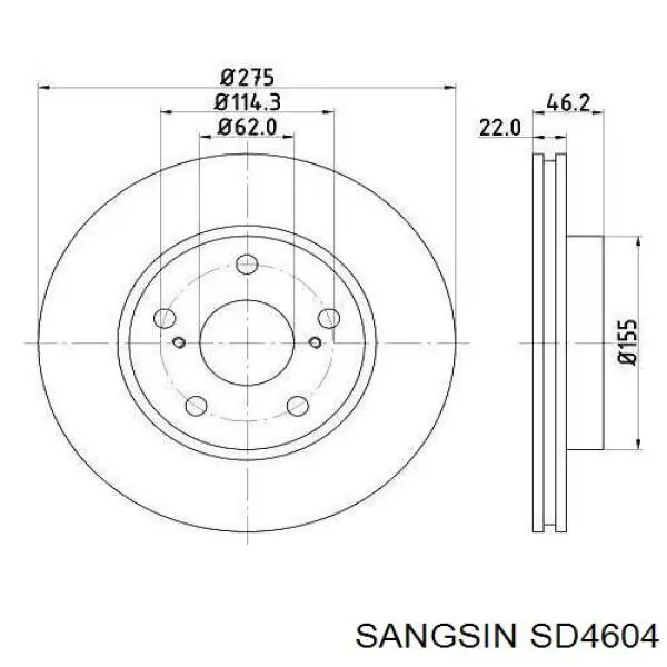 Диск гальмівний передній SD4604 Sangsin