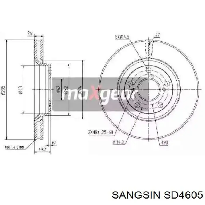 Гальмівні диски передні SD4605 Sangsin