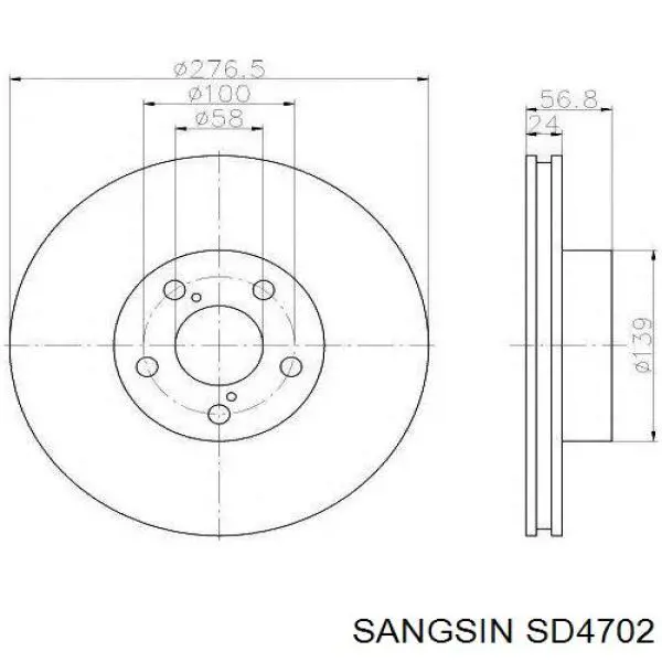 Диск переднього гальма Sangsin SD4702 ціна, від 27.96 USD