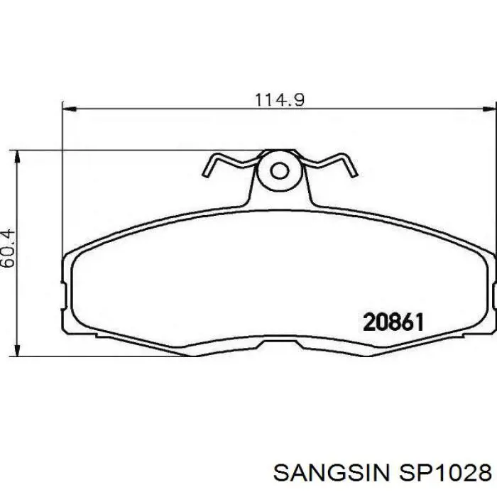 Купити SP1028 Sangsin Колодки гальмівні передні, дискові