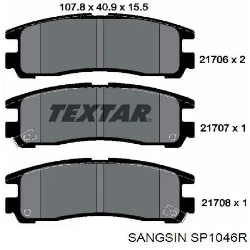 SP1046R Sangsin колодки гальмові задні, дискові