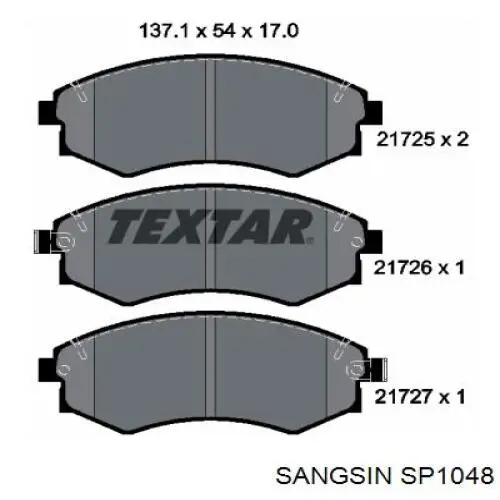 Передні тормозні колодки SP1048 Sangsin