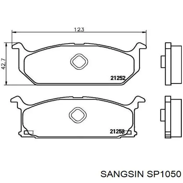 SP1050 Sangsin колодки гальмівні передні, дискові