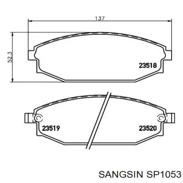 SP1053 Sangsin колодки гальмівні передні, дискові
