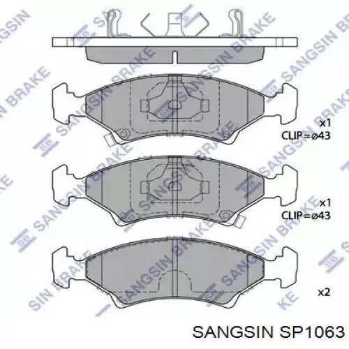 SP1063 Sangsin Передні гальмівні колодки