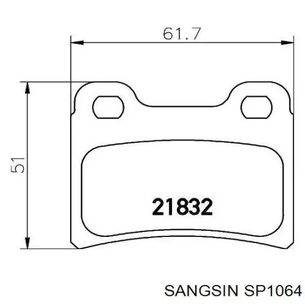 SP1064 Sangsin Колодки гальмівні задні, дискові