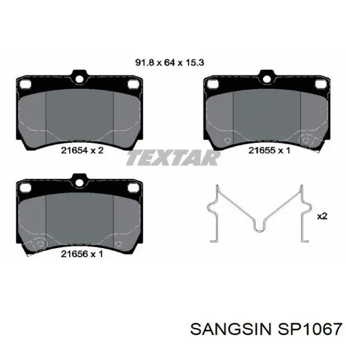 Купити SP1067 Sangsin Колодки гальмівні передні, дискові