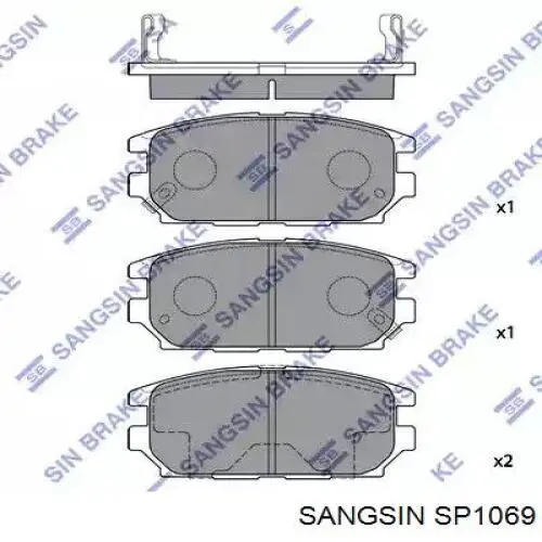 SP1069 Sangsin Колодки гальмівні задні, дискові