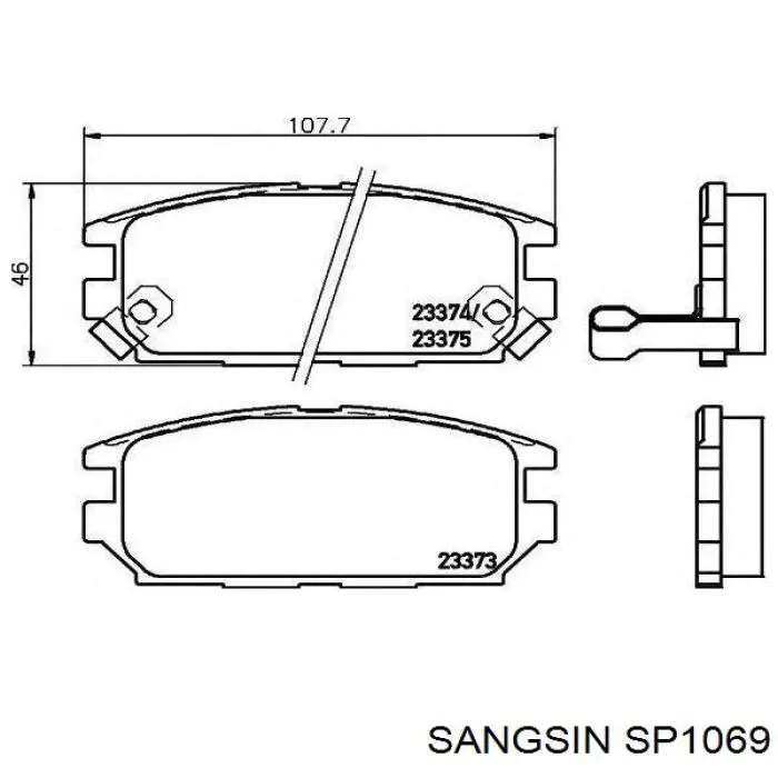 Купити SP1069 Sangsin Задні колодки