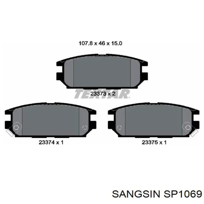 Задні гальмівні колодки Sangsin SP1069 ціна, від 15.53 USD