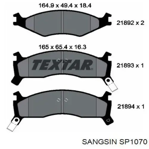 Передні тормозні колодки SP1070 Sangsin