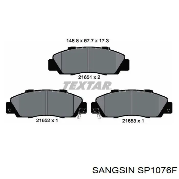 SP1076F Sangsin колодки гальмівні передні, дискові