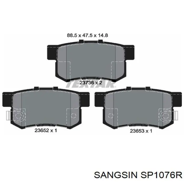 Колодки гальмові задні, дискові SP1076R Sangsin