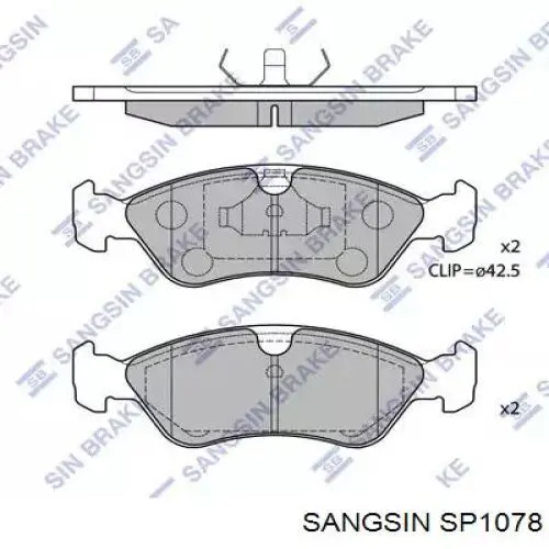 SP1078 Sangsin Передні гальмівні колодки