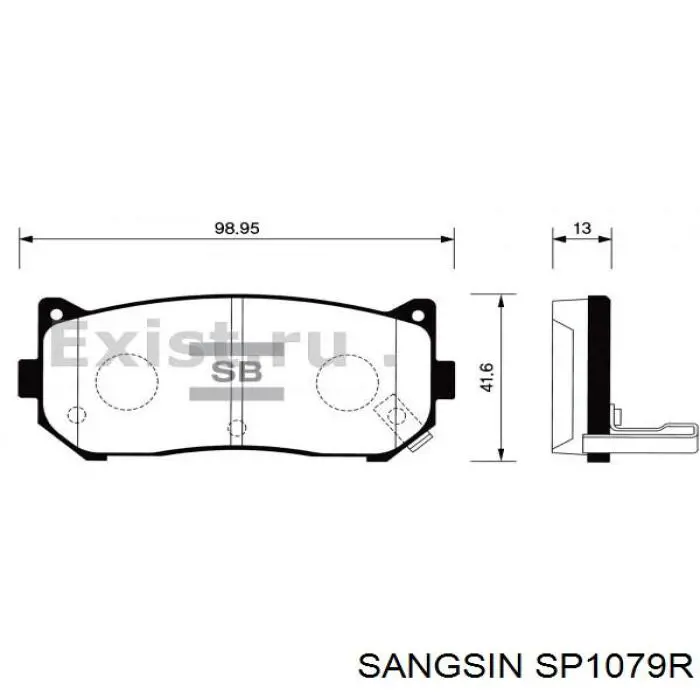 SP1079R Sangsin колодки гальмові задні, дискові