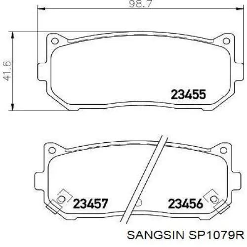 Купити SP1079R Sangsin Задні колодки