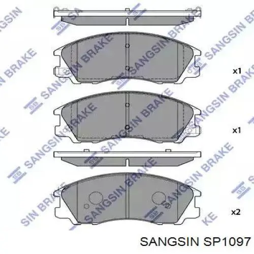 Купити SP1097 Sangsin Колодки гальмівні передні, дискові