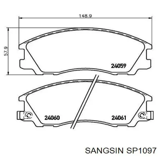 SP1097 Sangsin колодки гальмівні передні, дискові