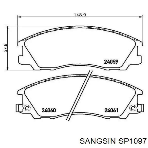 Колодки гальмівні передні, дискові SP1097 Sangsin