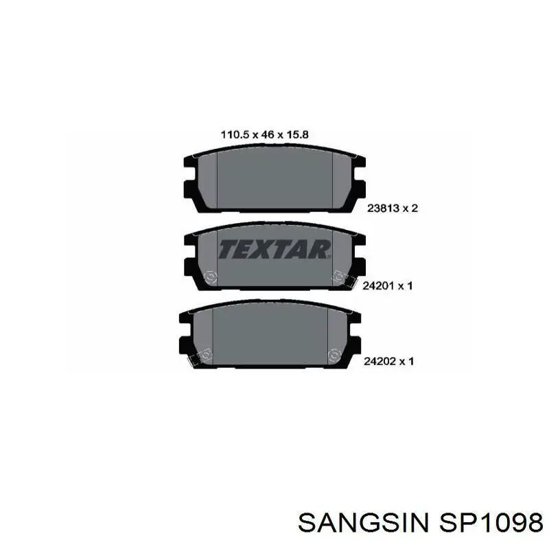 SP1098 Sangsin Колодки гальмівні задні, дискові