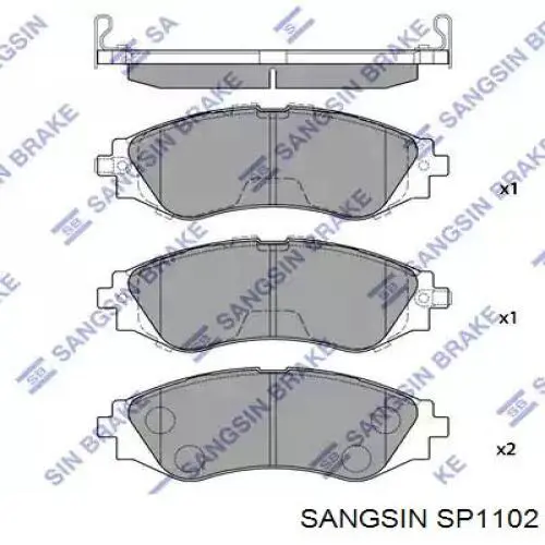 SP1102 Sangsin колодки гальмівні передні, дискові