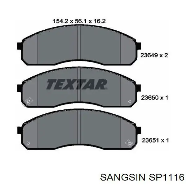 SP1116 Sangsin колодки гальмівні передні, дискові