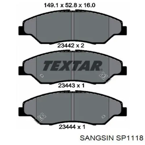 SP1118 Sangsin колодки гальмівні передні, дискові