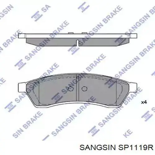 SP1119R Sangsin Колодки гальмівні задні, дискові
