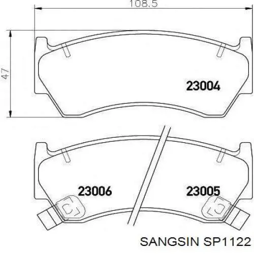 SP1122 Sangsin Передні гальмівні колодки