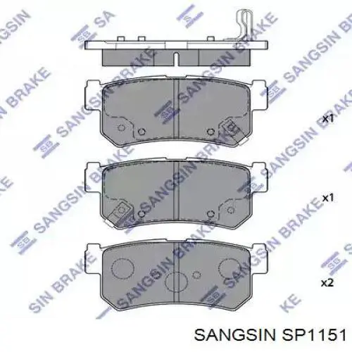 Задні гальмівні колодки Sangsin SP1151 ціна, від 15.96 USD