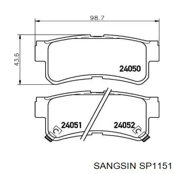 Купити SP1151 Sangsin Задні колодки