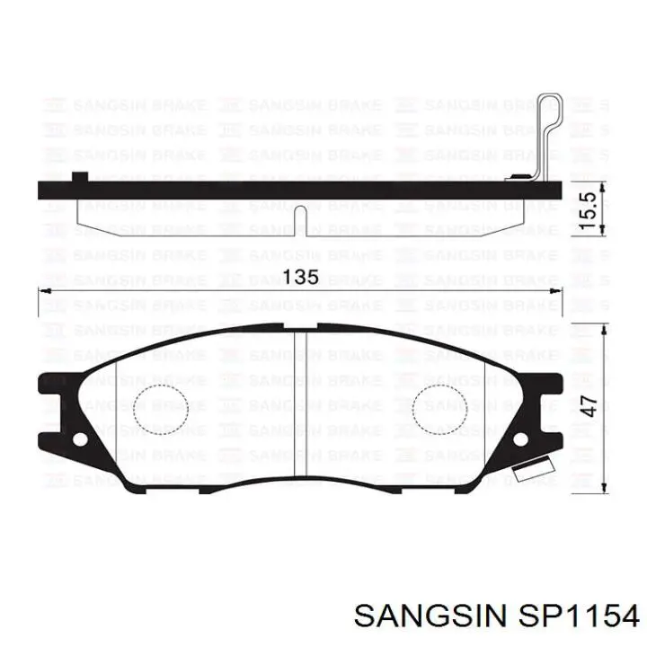 SP1154 Sangsin Колодки гальмівні задні, дискові
